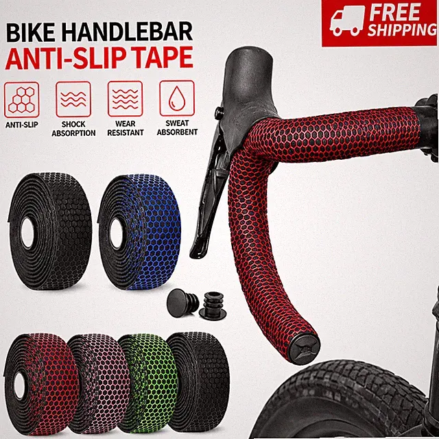 1 Pair EVA Bike Handlebar Tape Road Bicycle Anti-Slip Bar Wrap End Plugs Black