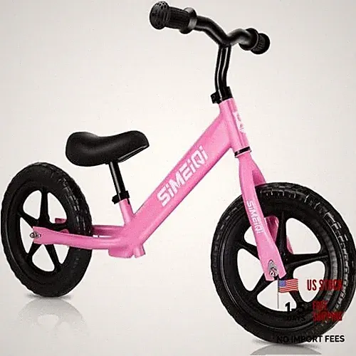 12" Balance Bike for Boys Girls 2 3 4 5 Years Old No Pedal Walking Pink