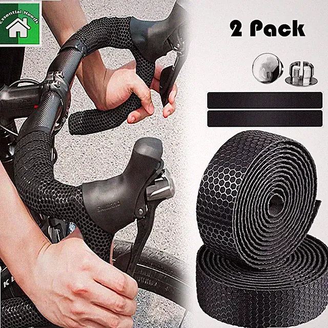 2 Pack Bike Handlebar Tape Road Bicycle Cycling Handle Grip Shock-Absorbing Tape