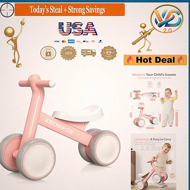 Baby Balance Bike for 1 Old Girls Boys Toddler No Pedal 4 Silence Wheels