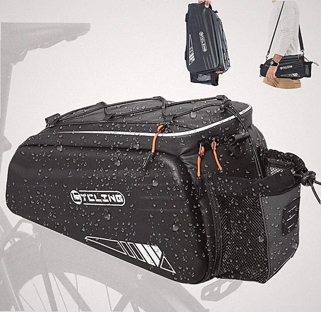 Bike Bags for Bicycle Rear Rack - 10L EVA Hard Shell Waterproof 3-In-1 Ebike Tru