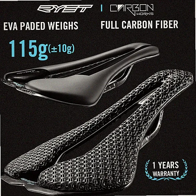 Carbon 3D Printed Bike Saddle 255 x 143 mm EVA Road Mountain Seat Cushion 7x9mm