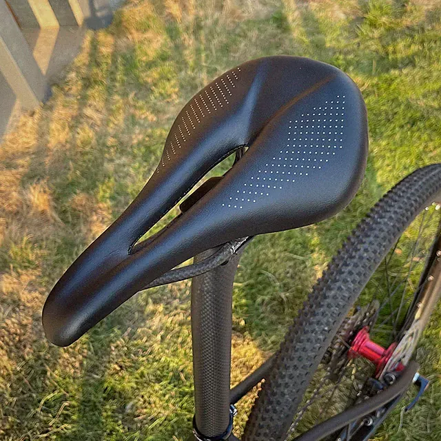 Carbon Leather Bicycle Saddle Oval Rail MTB Road Bike Seat Cushion 240*143/155mm