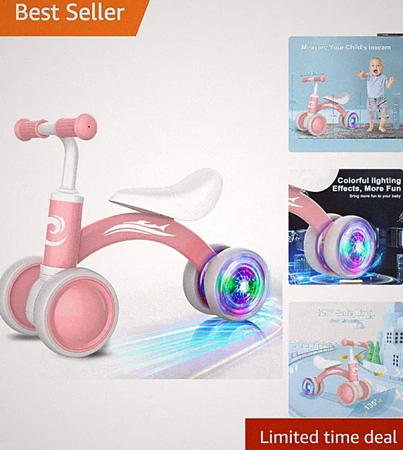 Lightweight Baby Balance Bike with Colorful Lighting - Ideal 1st Birthday Gift