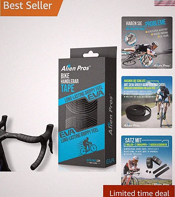 Self-Adhesive EVA Bike Handlebar Tape Set of 2 - Black, Hassle-Free Installation