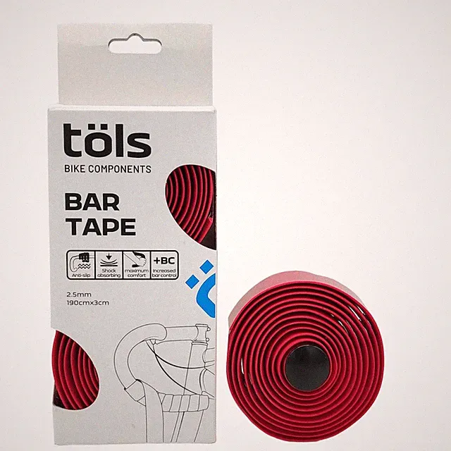Töls BAR Tape - Handlebar Tape for Bicycles With Handlebar Plugs - Eva - Red